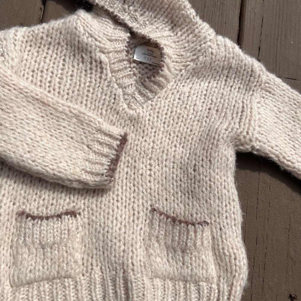 Zara Girls Knit Hooded Sweater - Picture 4 of 5